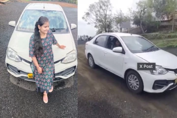 காரை ரிவர்ஸ் எடுத்த போது 300 அடி பள்ளத்தில் விழுந்த இளம்பெண்! வைரல் காட்சி