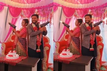 துப்பாக்கியுடன் மணமேடையில் போட்டோஷூட் நடத்திய போது நடந்த விபரீதம்