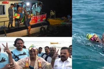 தலைமன்னார் முதல் தனுஷ்கோடி வரை கடலில் நீந்தி உலக சாதனை படைத்த இந்திய பெண்!