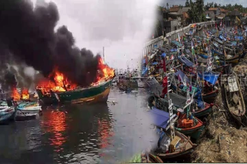 குடாவெல்லையில் திடீரென தீப்பிடித்து எரிந்த படகுகள்