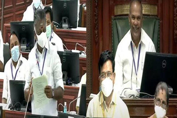 சட்ட சபையில்  கல கல .. அந்த வைகுண்டத்திற்கு பாதை அமைக்க கிருஷ்ணரிடம் அனுமதி வாங்கியாச்சா? ஓபிஎஸ் பேச்சுக்கு சிரித்த அப்பாவு - தமிழ்நாடு