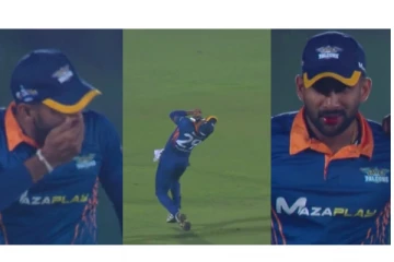 பறந்து வந்த பந்தை கேட்ச் பிடித்து 4 பற்களை இழந்த இலங்கை வீரர்..! - வைரலாகும் அதிர்ச்சி வீடியோ..!