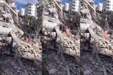 இடிபாடுகளில் உயிரிழந்த மனைவி, குழந்தைகள் - கட்டிட இடிபாடுகளில் ஒதுக்கிவிட்டு தேடும் கணவர்