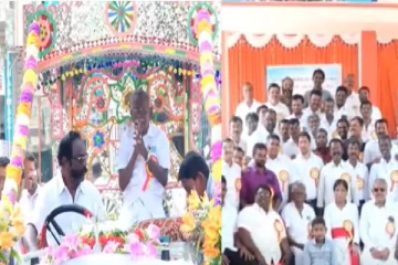 பாடம் நடத்திய ஆசிரியரை பல்லக்கில் சுமந்த முன்னாள் மாணவர்கள் : நெகிழ்ச்சி சம்பவம்