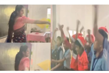 வகுப்பறையில் பள்ளி மாணவர்கள் முன் நடனமாடிய ஆசிரியை - வைரலாகும் வீடியோ...!