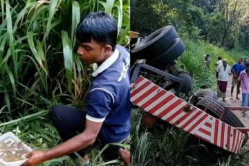 ඉන්ධන බවුසරයක් අනතුරට ලක් වෙයි, දෙදෙනෙකු රෝහලට - (PHOTOS)