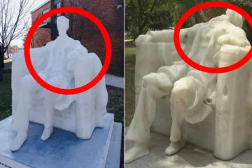 கடும் வெப்பத்தில் உருகிய ஆபிரகாம் லிங்கனின் சிலை!