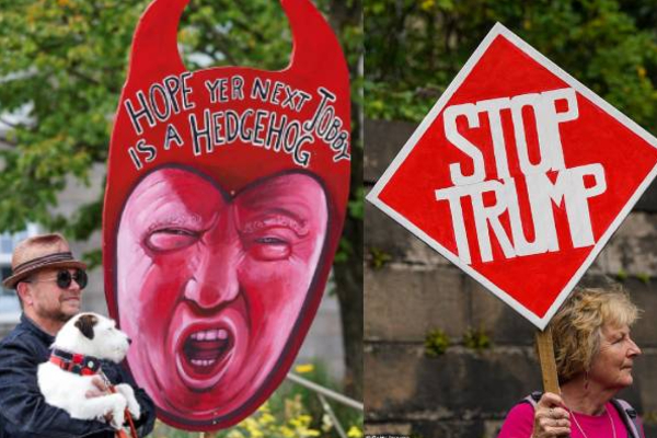 protest against trump in scotland