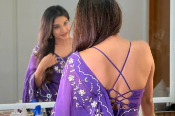 சேலையிலும் தாராள கவர்ச்சி.. நடிகை சாக்ஷி அகர்வால் போட்டோஷூட்