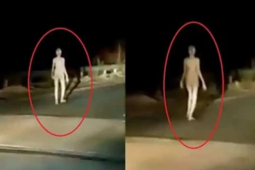 நள்ளிரவில்  நடுரோட்டில் நடந்து போன பெண் உருவம்  ஏலியனா? பரபரப்பை ஏற்படுத்திய அதிர்ச்சி காட்சி... இறுதியில் காத்திருந்த ஷாக்!