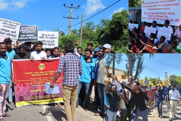 கிழக்கு பல்கலைக்கழக மாணவர்களின் பங்களிப்போடு கல்முனையில் போராட்டம்