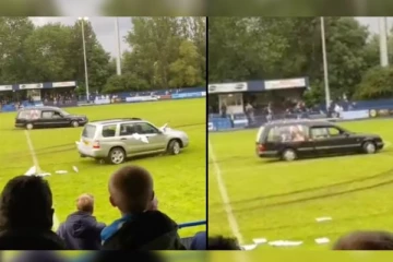 பிரித்தானியாவில் கால்பந்து மைதானத்திற்குள் நுழைந்த இறுதி சடங்கு வாகனம்: முகமூடி அணிந்த 4 அதிரடி கைது