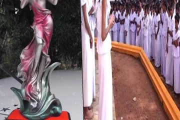பௌத்த அறநெறி பாடசாலை விழாவில் சர்ச்சை ; அரை ஆடையுடன் பெண் உருவம் கொண்ட நினைவுப் பரிசு