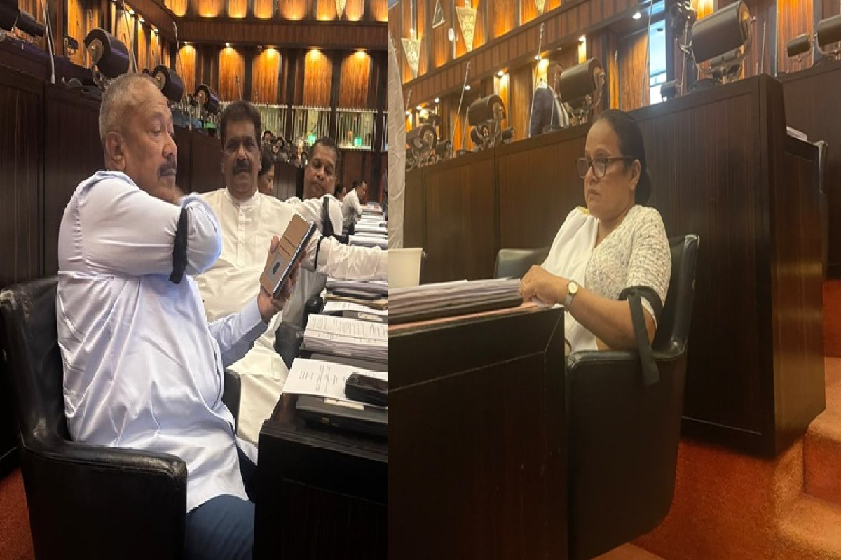 நீர்கொழும்பு சிறைச்சாலை வன்முறை; கறுப்புப் பட்டியுடன் எதிர்க்கட்சி போராட்டம் | Negombo Prison Violence Opposition Protests