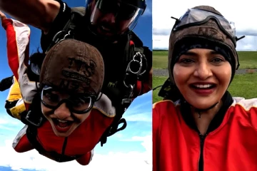 12000 அடி உயரத்தில் இருந்து ஸ்கை டைடைவிங் செய்த 90s புகழ் நடிகை