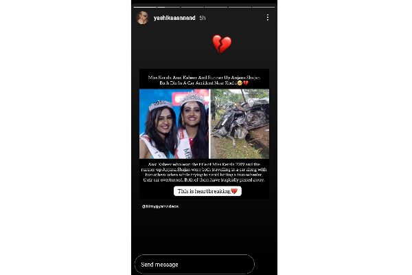 இரண்டு பேர் மரணமா..! என் இதயம் உடைந்தது, நடிகை யாஷிகா அதிர்ச்சி | Yashika Shocking Accident Photo Post