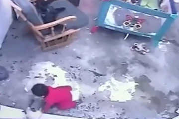 தவறி விழும் குழந்தையை நொடியில் காப்பாற்றும் பூனை.... திக் திக் நிமிடங்கள்!