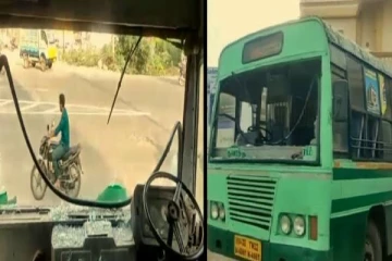 புதுச்சேரியில் அரசு பேருந்துகளின் கண்ணாடிகள் உடைத்த இந்து முன்னணி அமைப்பு