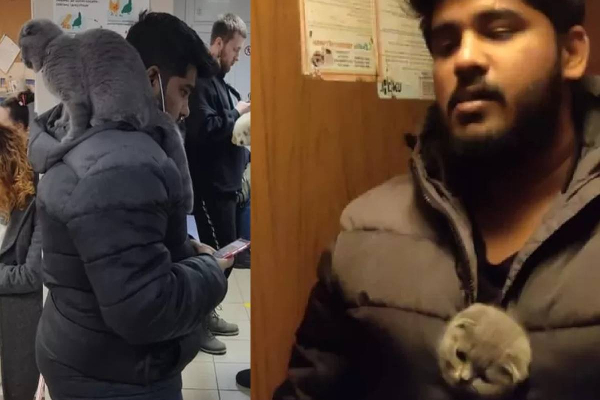 உக்ரேனில் இருந்து செல்லப்பூனையுடன் இந்தியா வந்த தமிழர் | Youngster Returned From Ukraine With Pet