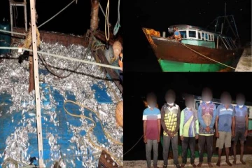 சட்டவிரோதமாக கடற்தொழிலில் ஈடுபட்ட 6 இந்திய கடற்தொழிலாளர்கள் கைது(படங்கள்)