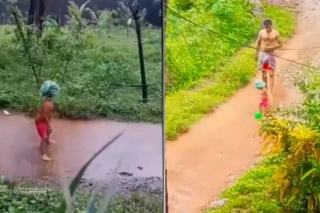 மழை சாரல் மழலையின் சிரிப்பு சத்தம்.. அப்பாவும் இதற்கு உடந்தையா? பூரிப்பில் இணையவாசிகள்!