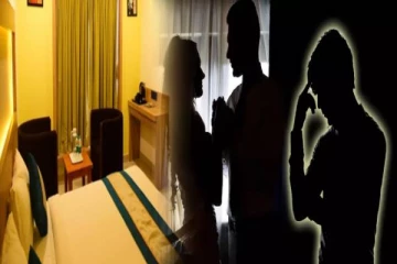 கள்ளக்காதலனுடன் உல்லாசம் ; மனைவியை ஓட்டலில் கையும் களவுமாக பிடித்த கணவர்