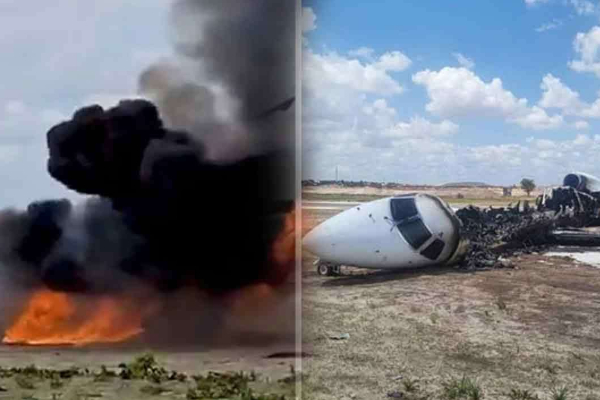 கொங்கோவில் தீப்பிடித்து எரிந்த விமானம் | Plane Catches Fire In Congo