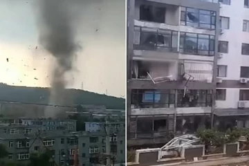 சீனாவில் திடீரென வீசிய சுழற்காற்றினால் அடுக்குமாடி வீடுகளுக்கு ஏற்பட்ட நிலை