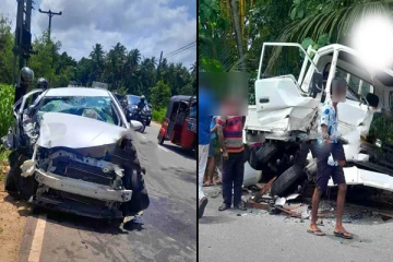 வேக கட்டுப்பாட்டை இழந்து கார் -லொறியுடன் மோதி விபத்து; இருவருக்கு நேர்ந்த கதி