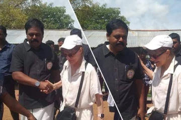 முள்ளிவாய்க்கால் நினைவு முற்றத்தில் சிறீதரனுடன் கலந்துரையாடிய அக்னெஸ் கலமார்ட்