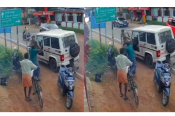 போலீசை பட்டாக் கத்தியால் தாக்க முயன்ற நபர் - பதற வைக்கும் அதிர்ச்சி வீடியோ வைரல்