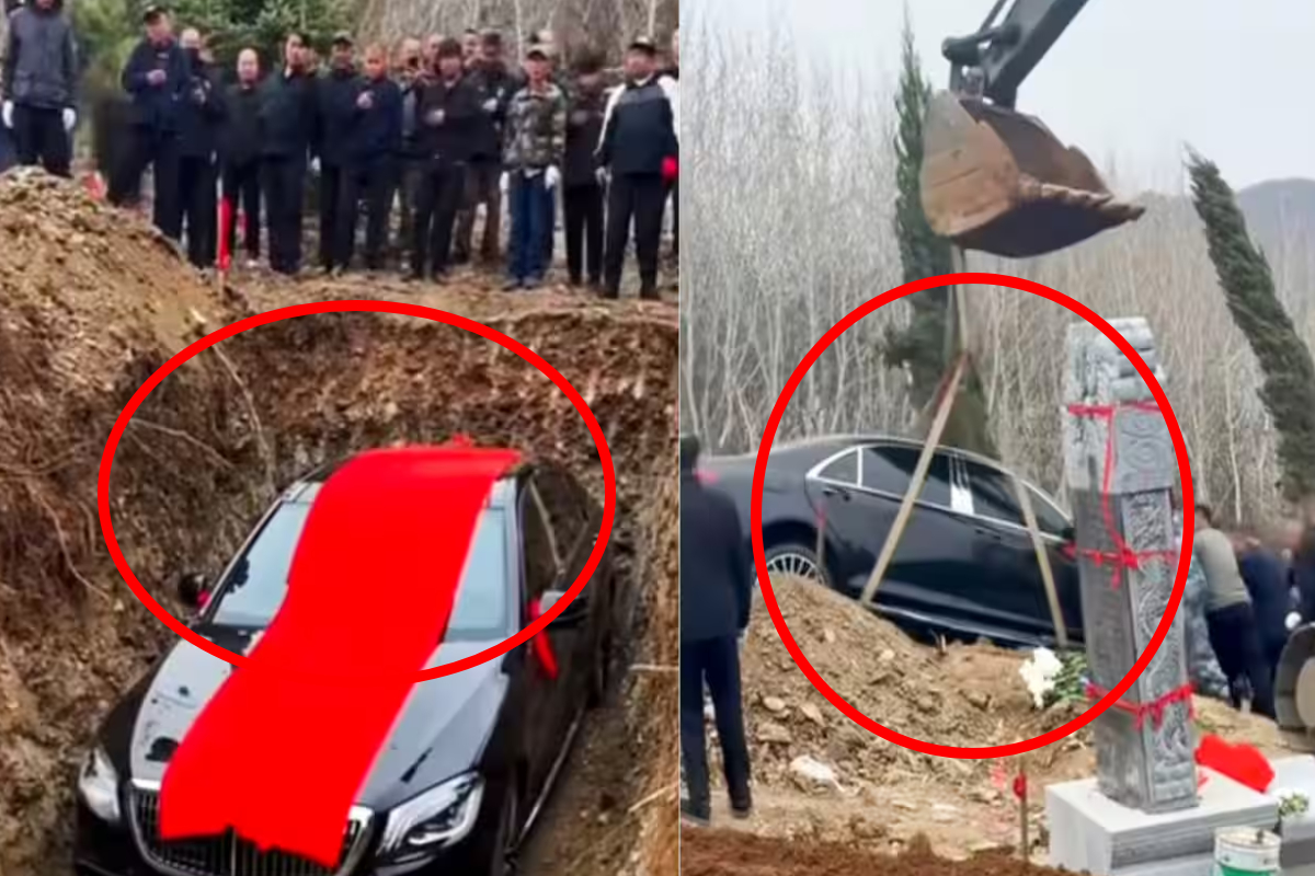 மூட நம்பிக்கை; சீனாவில் உயிரிழந்தவருடன் புதைக்கப்பட்ட 1.49 கோடி ரூபாய் கார்! | China Funeral Family Buried Mercedes S450L