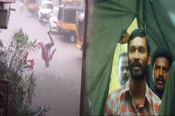 நாங்க சுனாமிலேயே சும்மிங் போடுவோம்... மழைநீரில் அந்தர்பல்டி அடித்த குடிமகன்