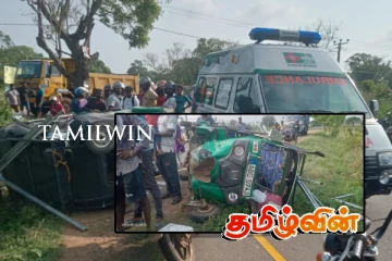 மதகுடன் மோதி விபத்துக்குள்ளான முச்சக்கரவண்டி