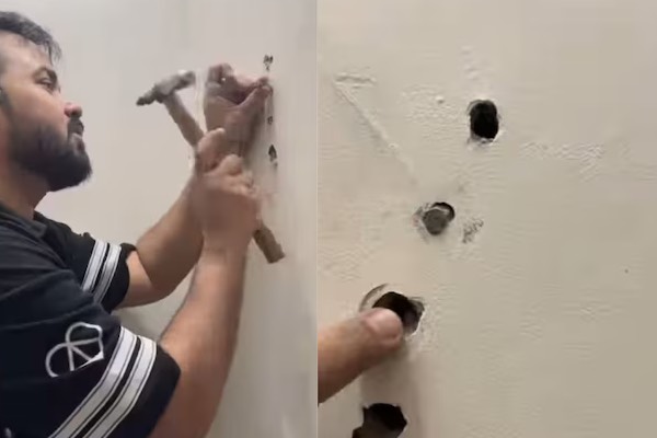 ரூ.1.5 கோடி மதிப்பிலான குடியிருப்பு: பென்சிலால் துளையிட்ட நபர்: அதிர்ச்சியூட்டும் வீடியோ காட்சி | Noida Luxury House Pencil Thin Wall Viral Video ரூ.1.5 கோடி மதிப்பிலான குடியிருப்பு: பென்சிலால் துளையிட்ட நபர்: அதிர்ச்சியூட்டும் வீடியோ காட்சி | Noida Luxury House Pencil Thin Wall Viral Video