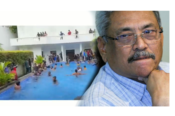 கோத்த பய ராஜபக்சே மாளிகை நீச்சல் குளத்தில் குதித்து விளையாடிய போராட்டக்காரர்கள் - வைரலாகும் வீடியோ - தமிழ்நாடு