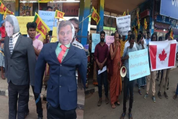வீதியில் வீசி எரிக்கப்பட்ட கனடா பிரதமரின் உருவ பொம்மை: கொந்தளித்த மக்கள்(Photos)