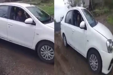 300 அடி குன்றில் இருந்து காருடன் விழுந்த பெண் ..! அதிர்ச்சி காணொளி