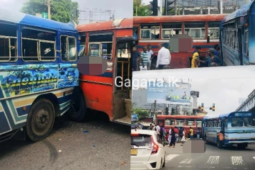දෙහිවල බස් රථ දෙකක් එකිනෙක ගැටෙයි..අද සිදු වූ අනතුර මෙන්න.(PHOTOS)