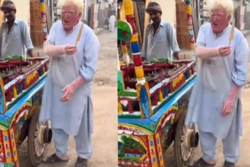 அப்படியே டிரம்ப் தான்; தள்ளுவண்டி 'குல்பி' வியாபாரி - வியக்கும் மக்கள்!