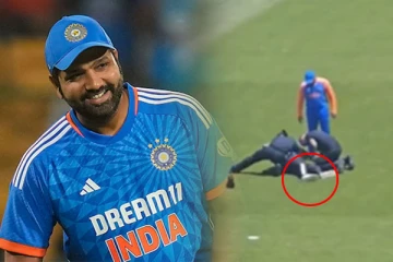 அத்துமீறி மைதானத்துக்குள் நுழைந்த இந்திய ரசிகர்: அரங்கை நெகிழ வைத்த ரோஹித் சர்மா