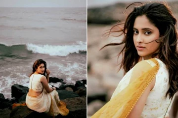 கருங்கற்களுக்குள் புடவையில் உலாவும் ஆயிஷா.. குவியும் லைக்ஸ்