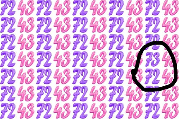 72 மற்றும் 43 இல் வித்தியாசமான ஒரு எண் உள்ளது... அதை கண்டுபிடிக்க முடியுமா? | Optical Illusion Spot The Number 73