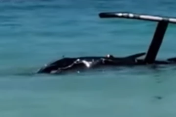 ජනාකීර්ණ මියාමි වෙරළ තීරයට හෙලිකොප්ටරයක් කඩා වැටේ..වීඩියෝ දර්ශන(VIDEO)