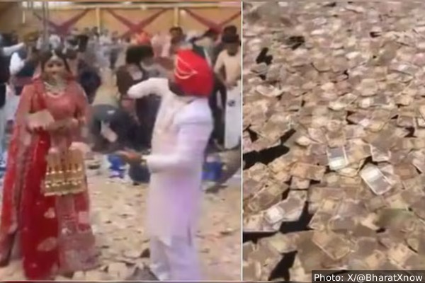 மணமகளை பண மழையில் மூழ்கடித்த மணமகன்: பஞ்சாபில் நடைபெற்ற விசித்திரமான திருமணம் | Bride Get Into Cash Rain Punjab Wedding Viral