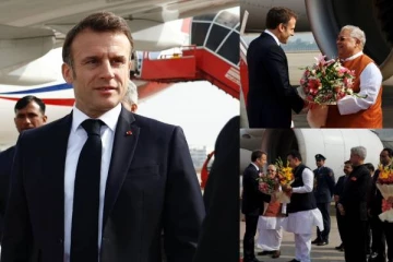 இந்தியா வந்தடைந்த பிரான்ஸ் ஜனாதிபதி மேக்ரானுக்கு உற்சாக வரவேற்பு