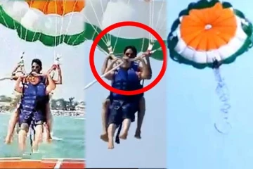 பாராஷுட்டில் பறந்த தம்பதி: நடுக்கடலில் கயிறு அறுந்து விழுந்த சோகம்! நடுங்க வைக்கும் காட்சி