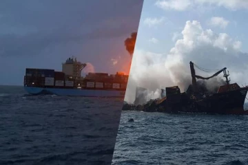 இலங்கைக்கு புறப்பட்ட சரக்கு கப்பலில் தீ விபத்து
