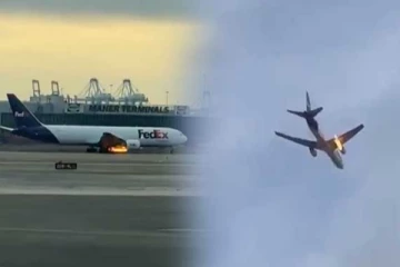 வானத்தில் பறக்கும் போதே தீ பிடித்த விமானம்