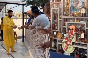 இந்த கோவில் எங்கப்பா இருக்கு!! காணிக்கையாக சரக்கு ஊத்தி கொடுக்கும் பக்தாஸ்...